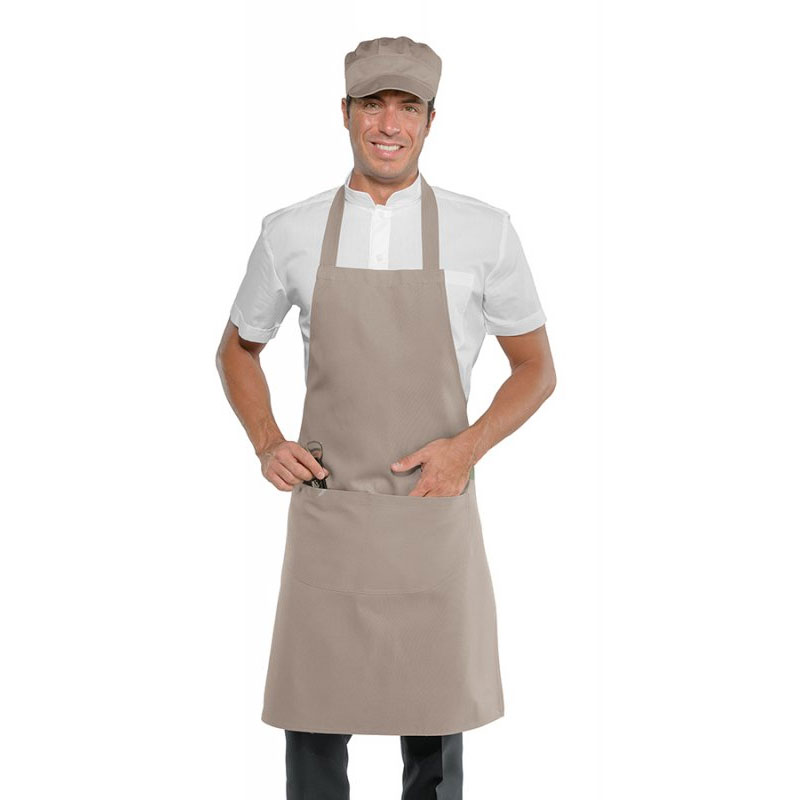 Casolaro Hotellerie Spa Apron with bib and pocket, color taupe Casolaro Hotellerie SpA