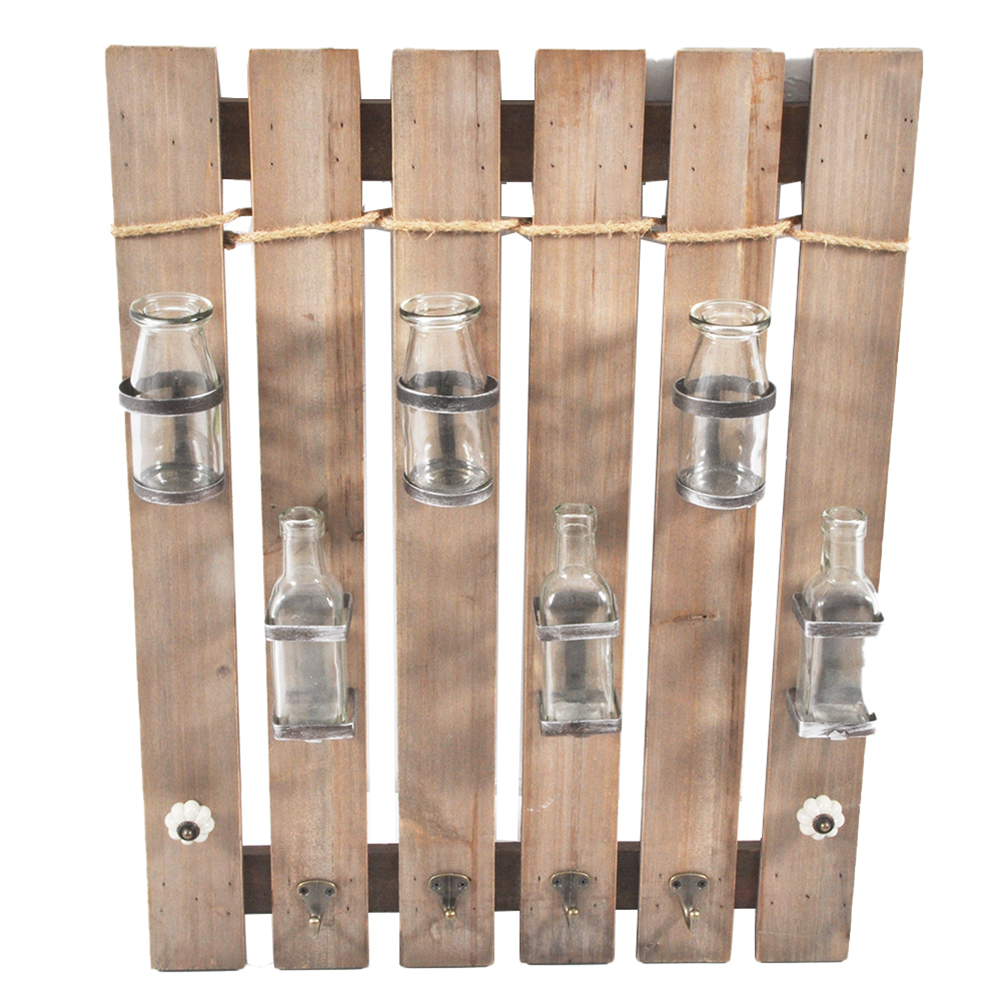 Casolaro Hotellerie Spa Wooden panel with jars and hangers Casolaro Hotellerie SpA