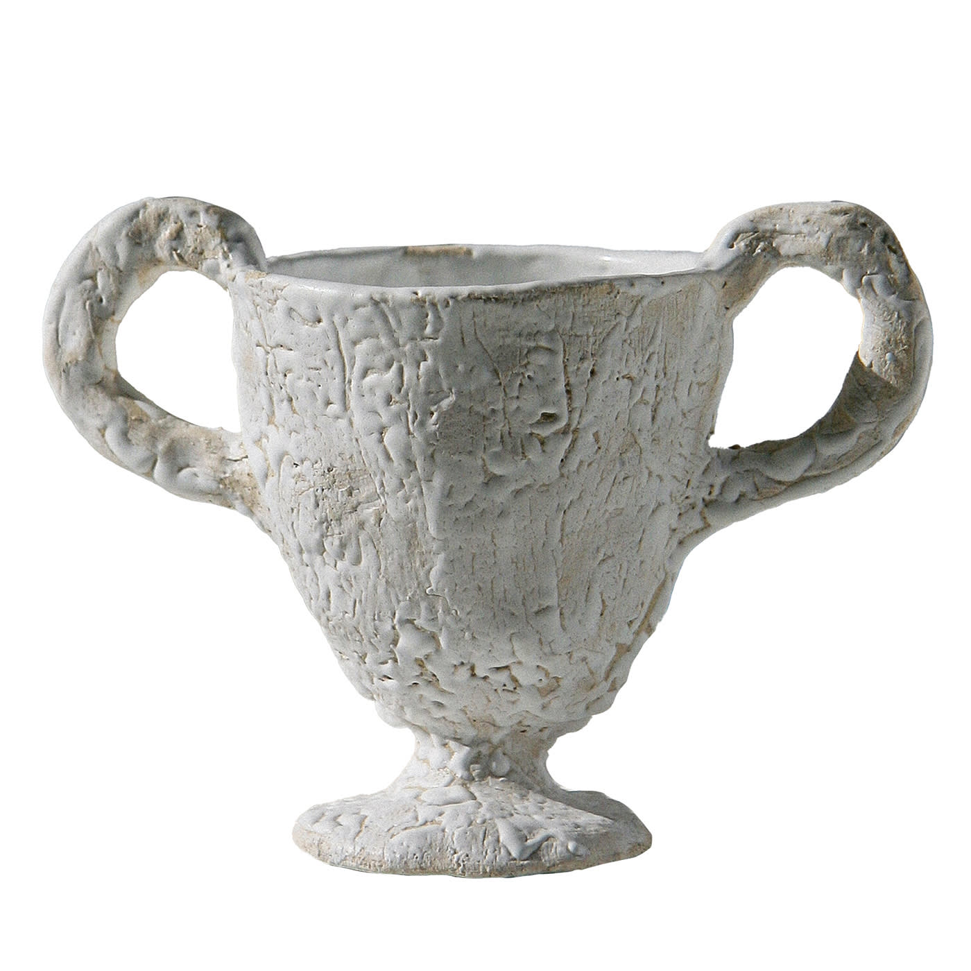Tazza con piedino bianco e manici