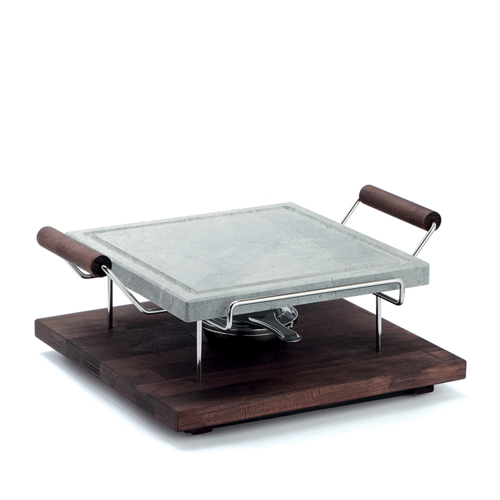 Casolaro Hotellerie Spa Square soapstone with stand and stove. Casolaro Hotellerie SpA