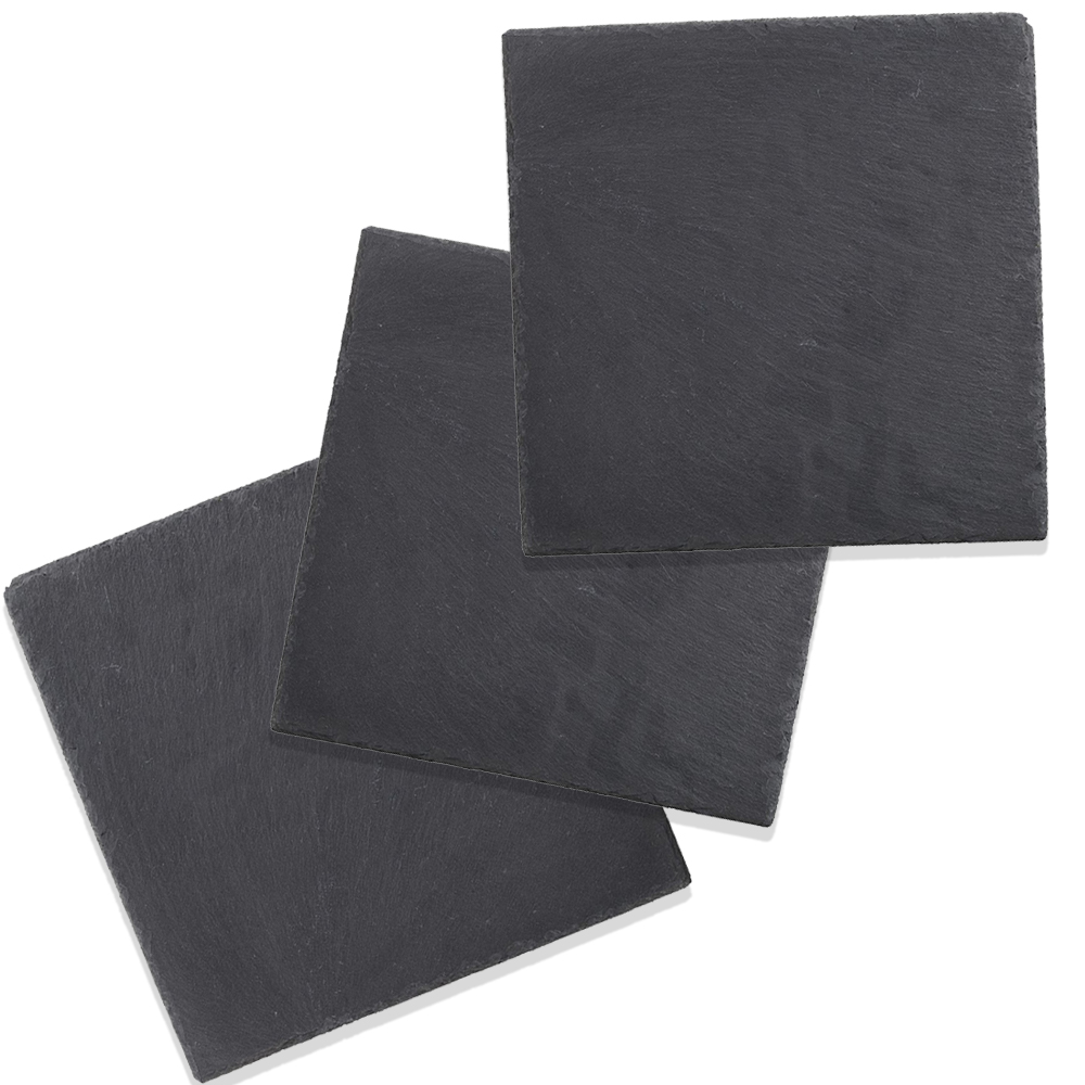 Casolaro Hotellerie Spa Set of 3 square plates in natural slate cm 14 Casolaro Hotellerie SpA