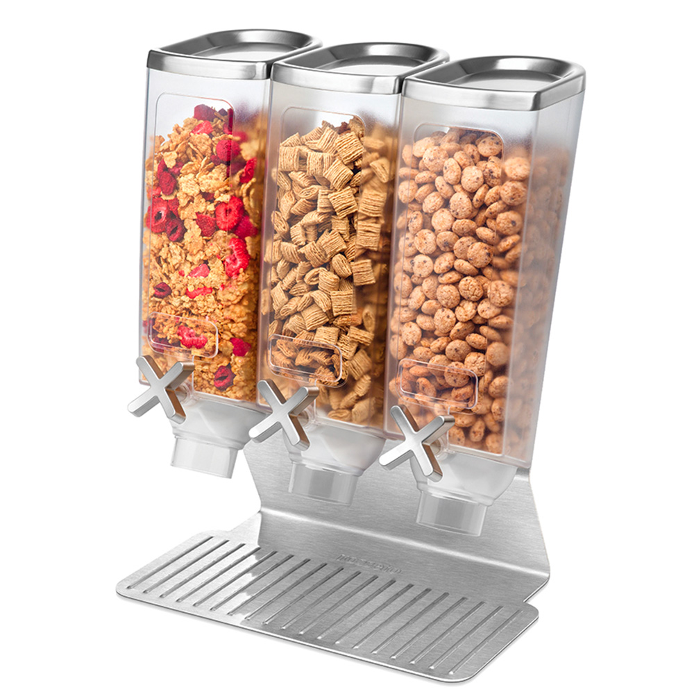 Casolaro Hotellerie Spa Triple cereal dispenser with steel base Rosseto
