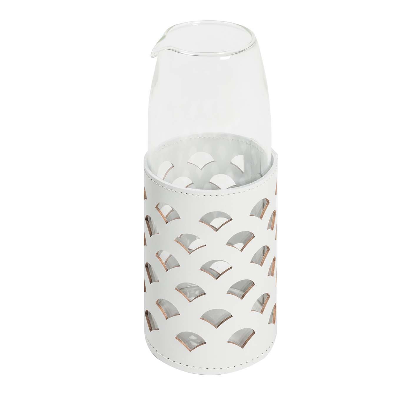 Piccolo set di brocche in vetro e pelle Ragusa