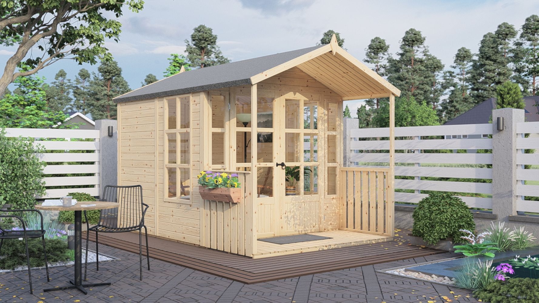 Casetta da giardino Koblenz 01 incl. pavimento, finitura naturale - elemento 19 mm casetta da giardino, superficie utile: 5,9 m²