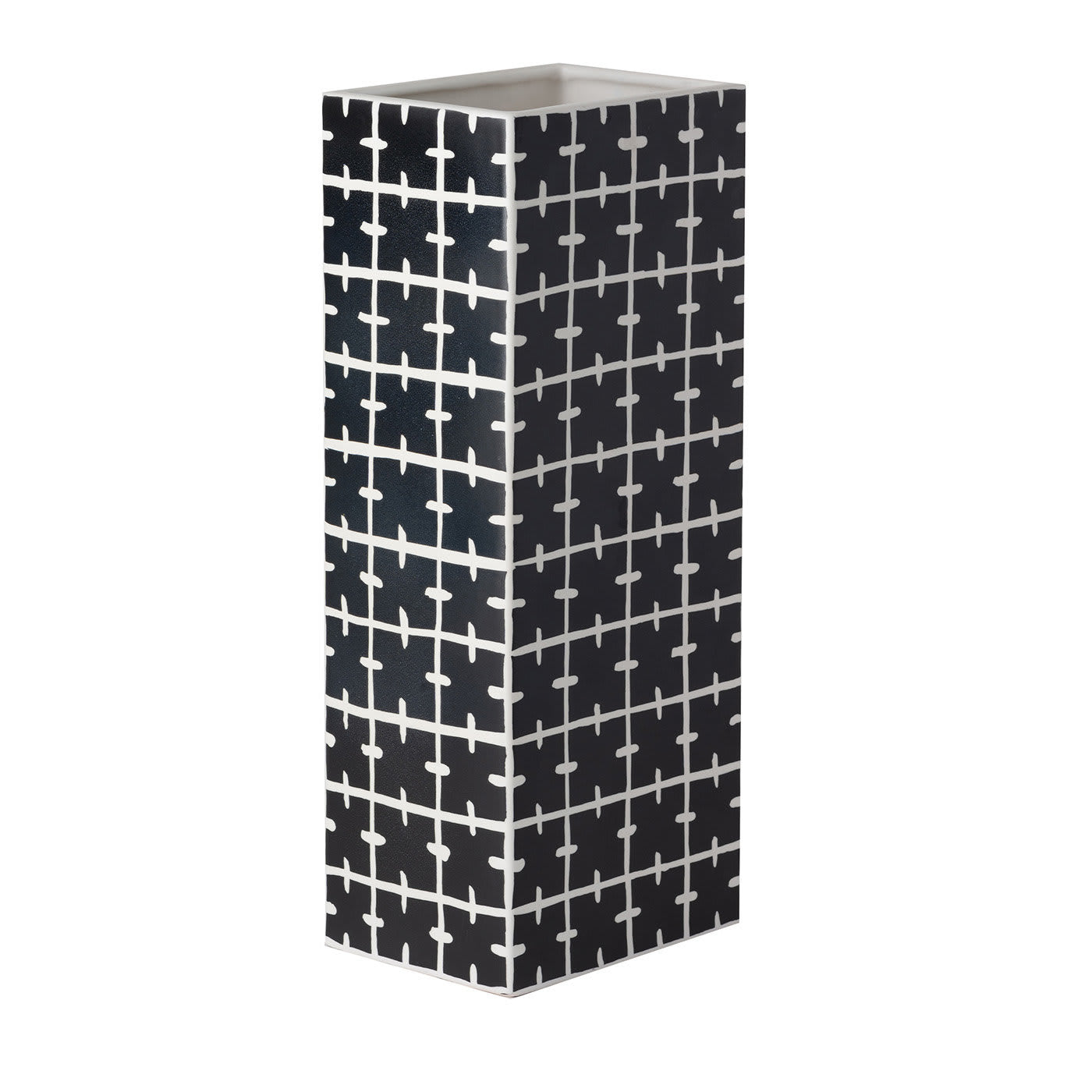 Vaso rettangolare bianco e nero