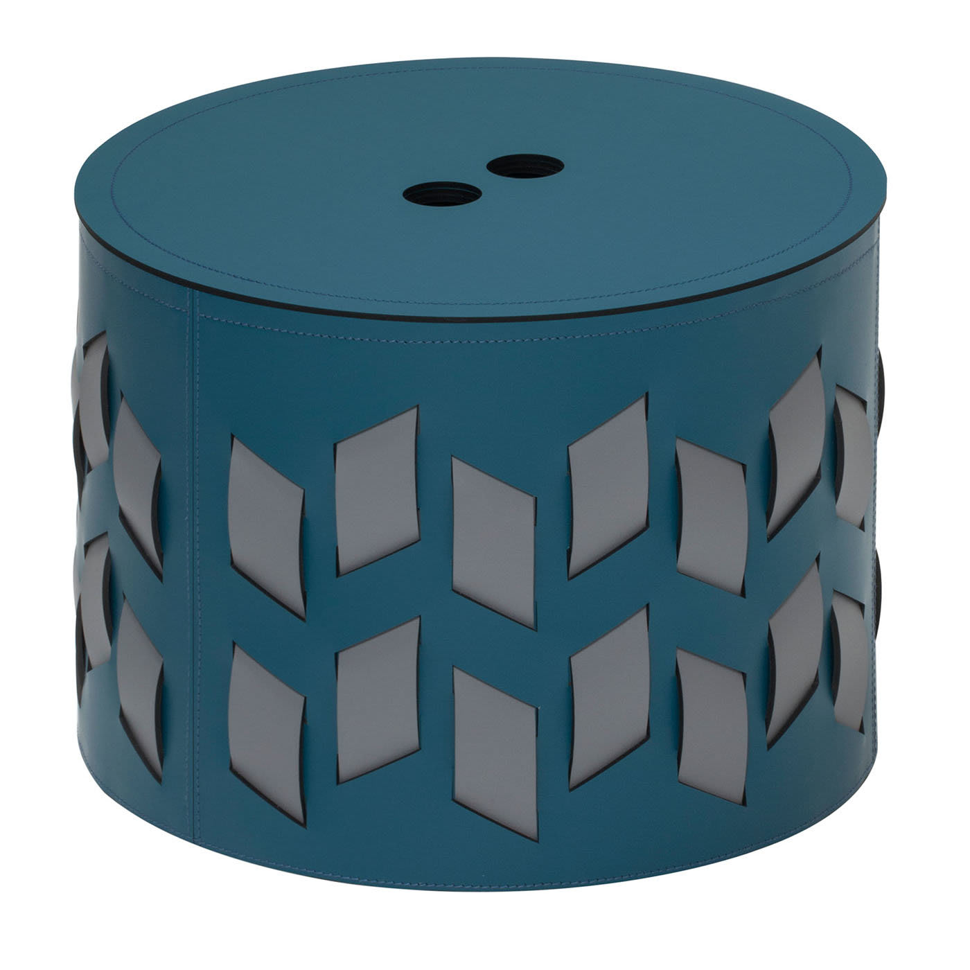 Cancun N. 9 Cestino rotondo blu petrolio con coperchio