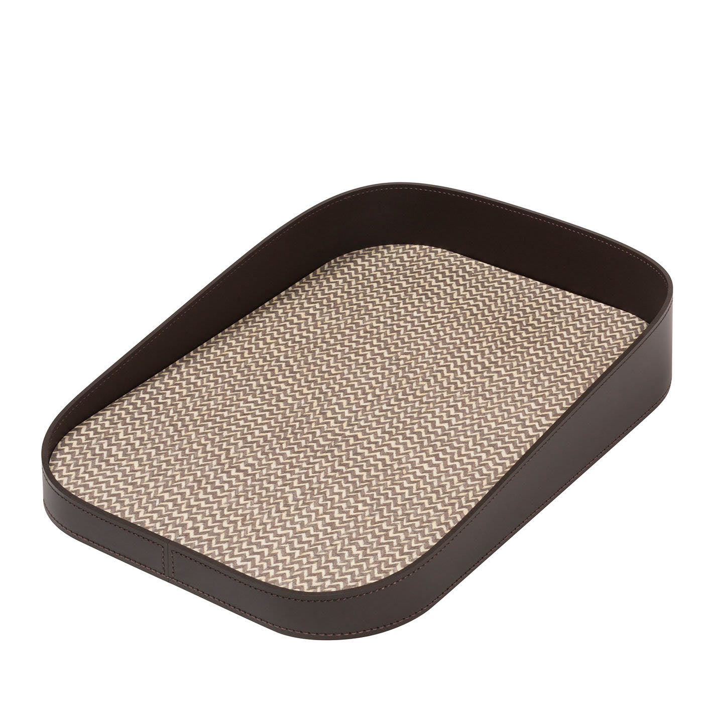 Vassoio rettangolare grande Chevron Brown per valigie