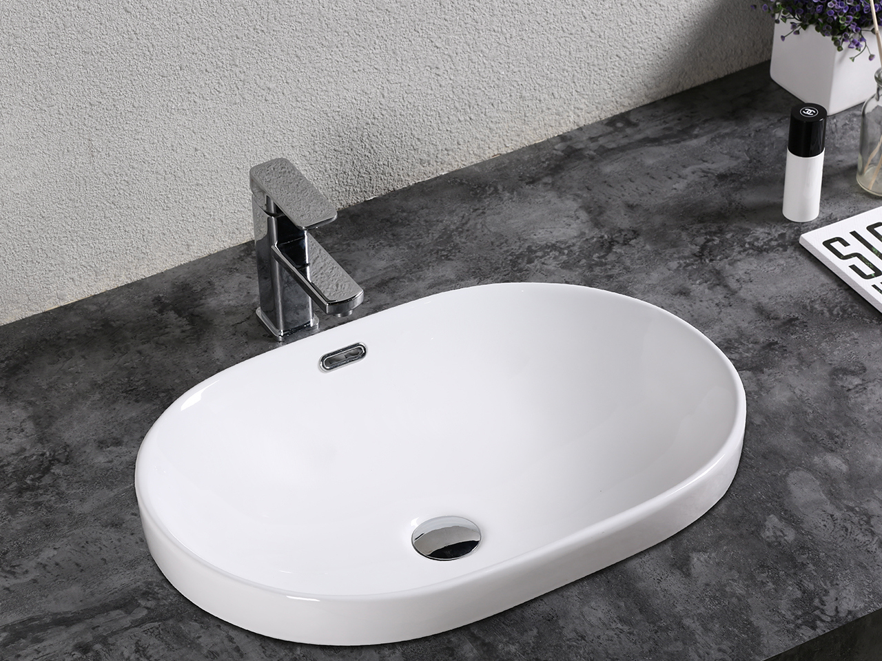 Lavabo Semincasso Soprapiano Maira 59,5x41 H19 cm in Ceramica Bianco Lucido-19461