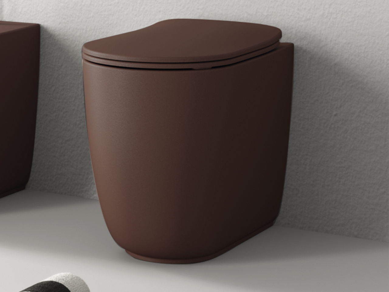 Wc a Terra Nolita Rimless Filomuro Scarico Traslato Borgogna Opaco-19608