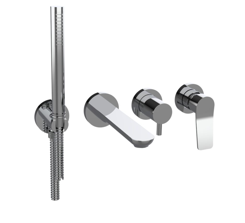 BONGIO PROJECT GIO2 SOLO PARTE ESTERNA per Gruppo vasca inc. completo di connessioni e set doccetta con piastra int. fissaggio su 0969000VA-80550CRADPREU