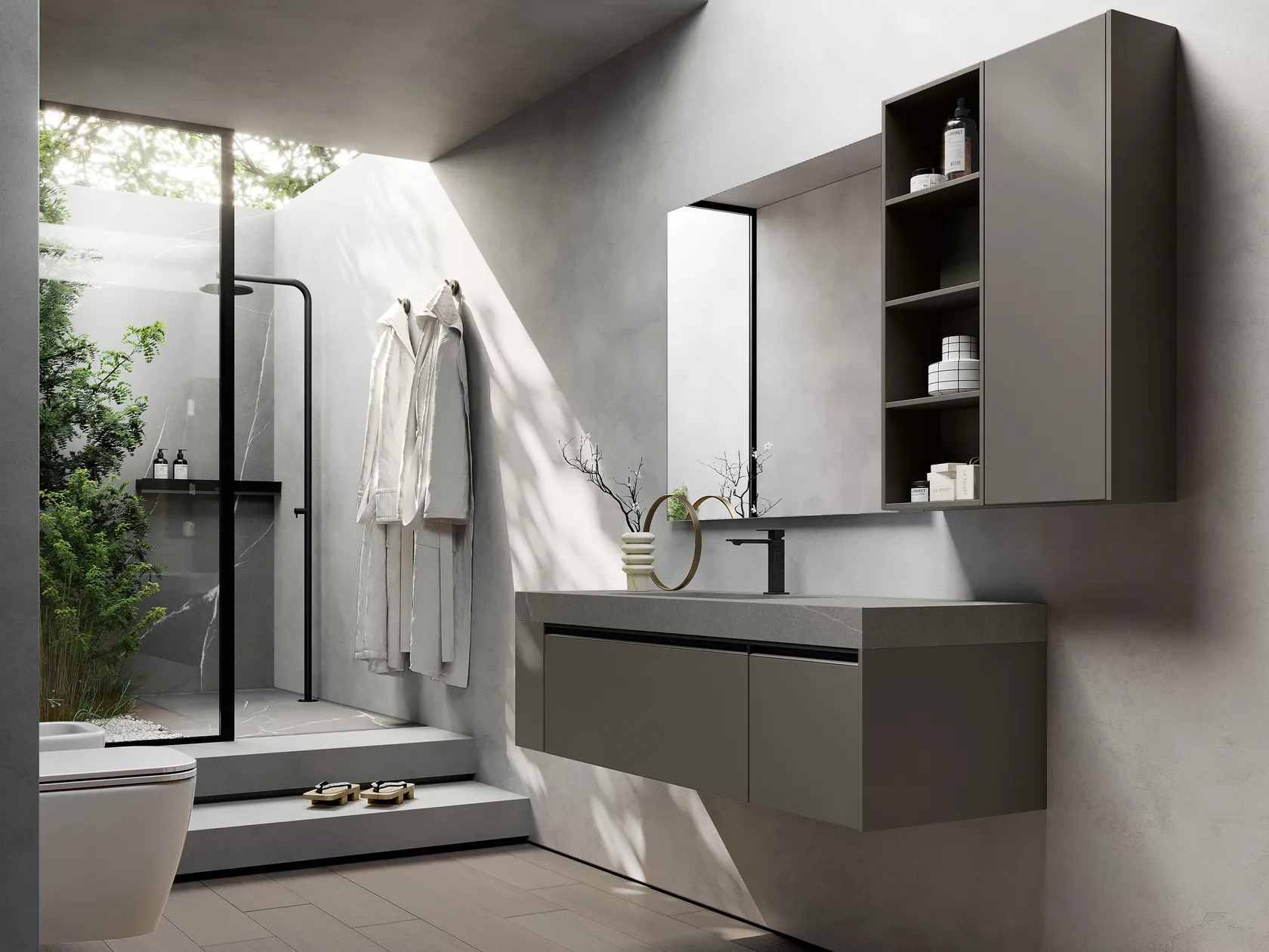 IDEA SENSE KIT 07 MOBILE DA BAGNO (TEAK LACCATO TORTORA)-SENSE07