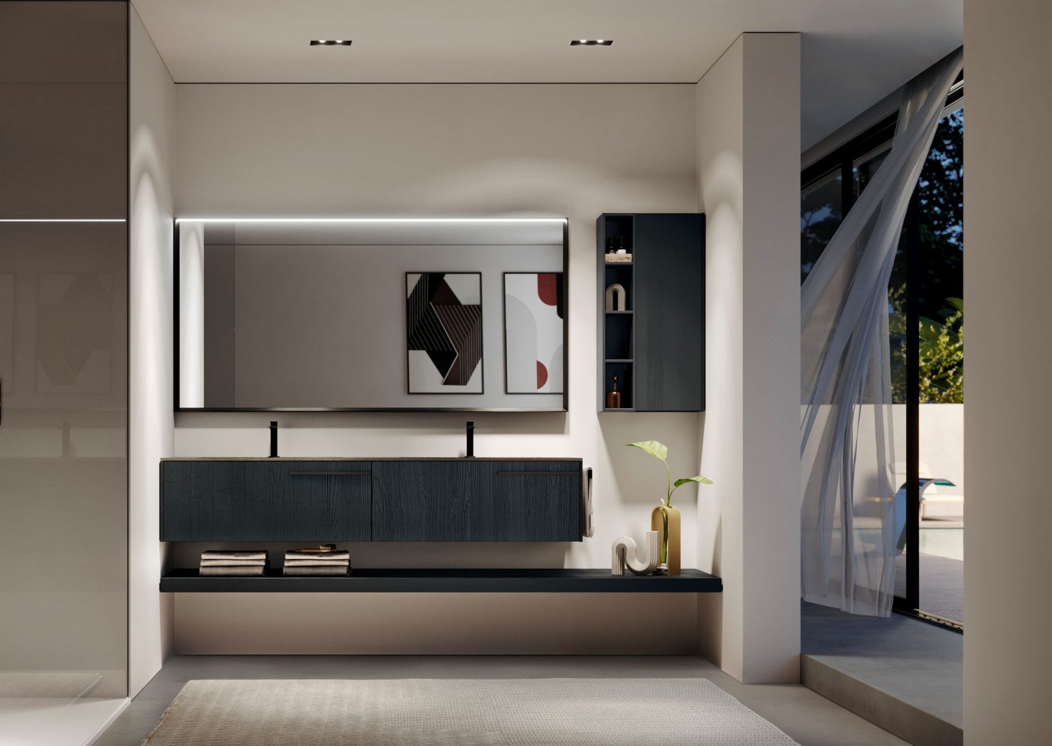 IDEA SENSE KIT 08 MOBILE DA BAGNO (TEAK LACCATO NERO)-SENSE08