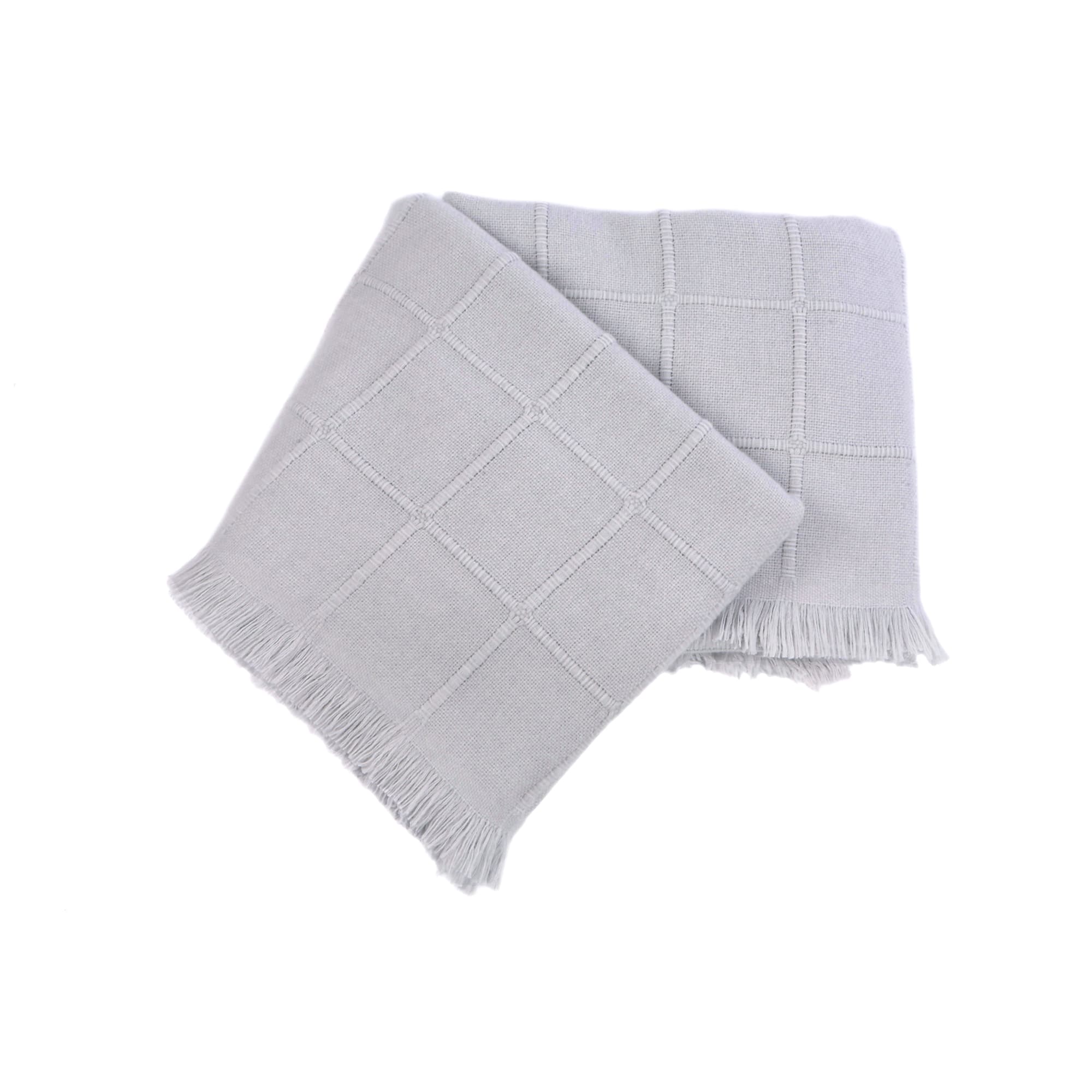 Kimberly Ecru 100% Cashmere Doppio Plaid con frange corte