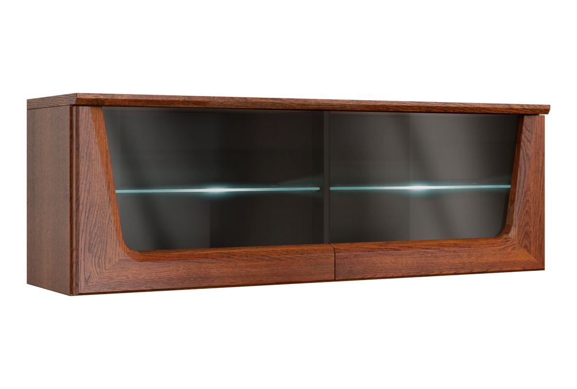 Vetrinetta pensile "Lopar" 20, noce / nero, parzialmente massello - 42 x 121 x 36 cm (h x l x p)