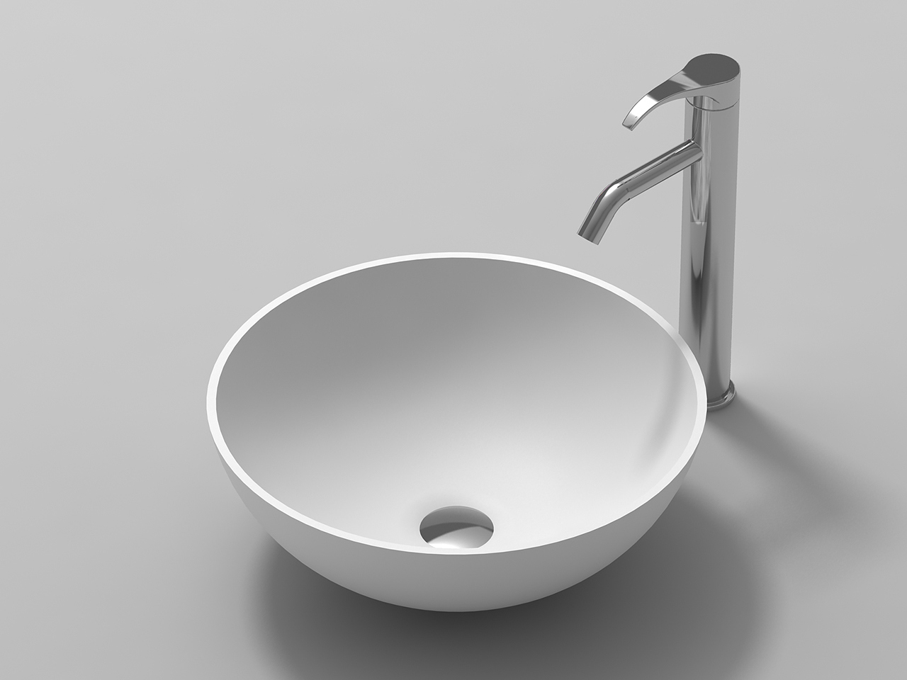 Lavabo da Appoggio Ciotola Ø42 H15 Solid Surface Opaco Bianco-21610