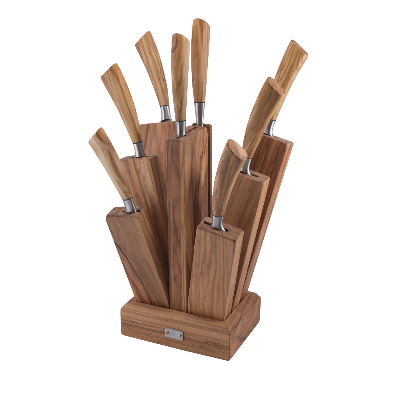 Ceppo Toscano con sette coltelli e una forchetta