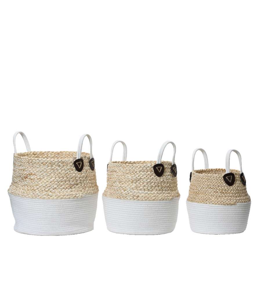 Cesta bicolor bianco e naturale piccola