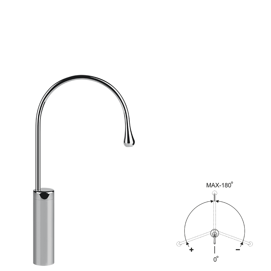 GOCCIA Bocca Lavabo, alto bocca media senza scarico con flessibili di collegamento. Bocca fissa. Indicare angolo di posizionamento. (positivo in senso orario)-33859#031