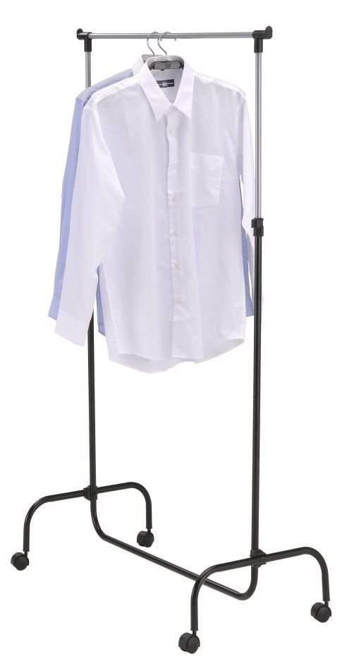 Appendiabiti regolabile in altezza Madina 27, colore: nero / cromato - Dimensioni: 108 -145 x 89 x 44 cm (A x L x P)