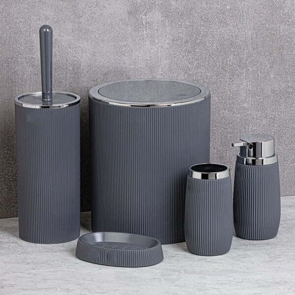 Set Accessori da Bagno Tondo Rigato GrigioCromo - Meda