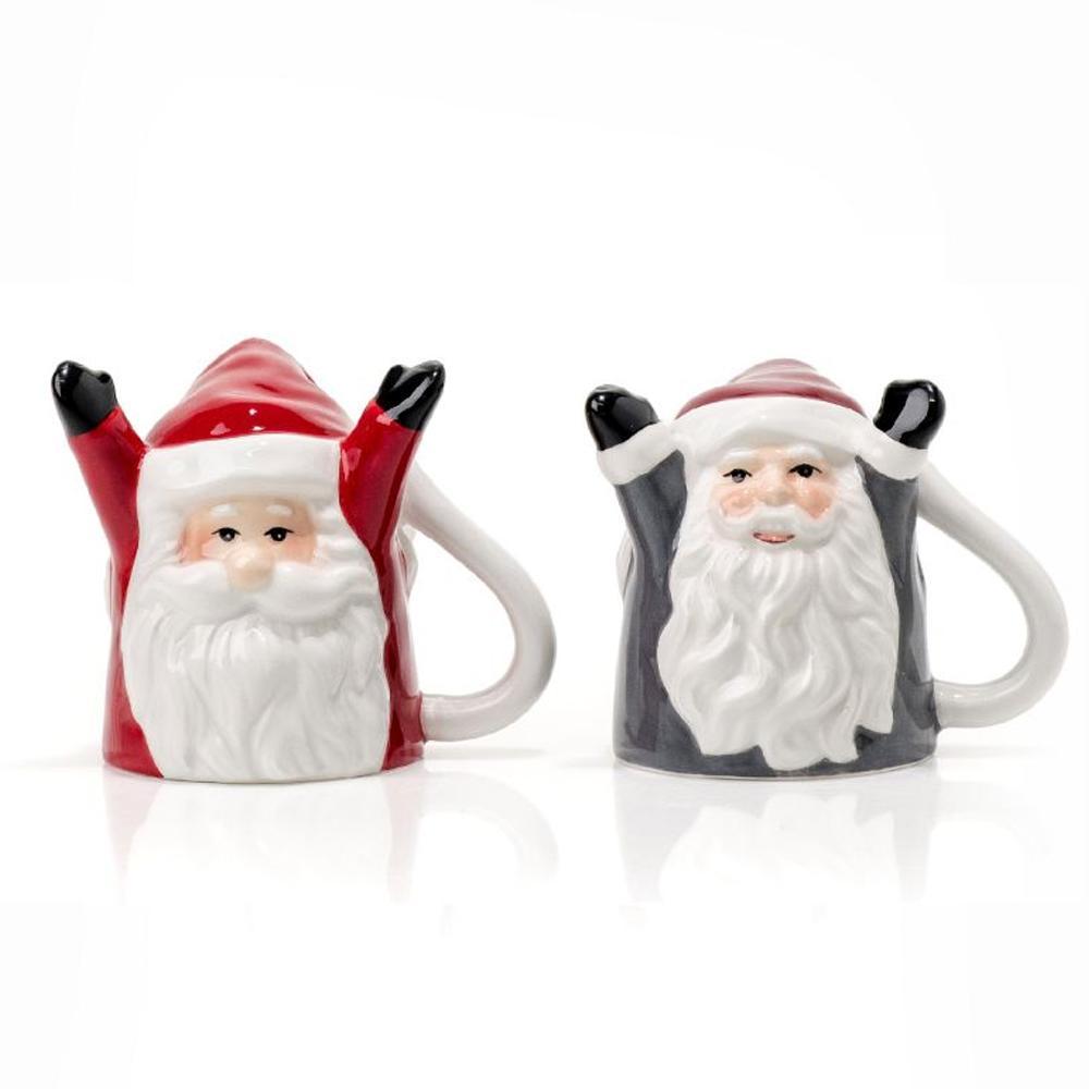 EVVIVA SET 2 TAZZE CAFFE' UPSIDE DOWN BABBO NATALE CON MANI