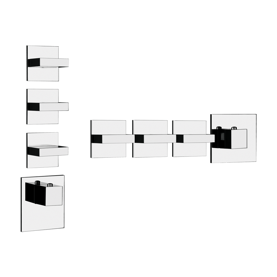 RETTANGOLO SHOWER Parte esterna Miscelatore termostatico alta portata a parete 3 uscite indipendenti . Installazione verticale/orizzontale.-43216#030