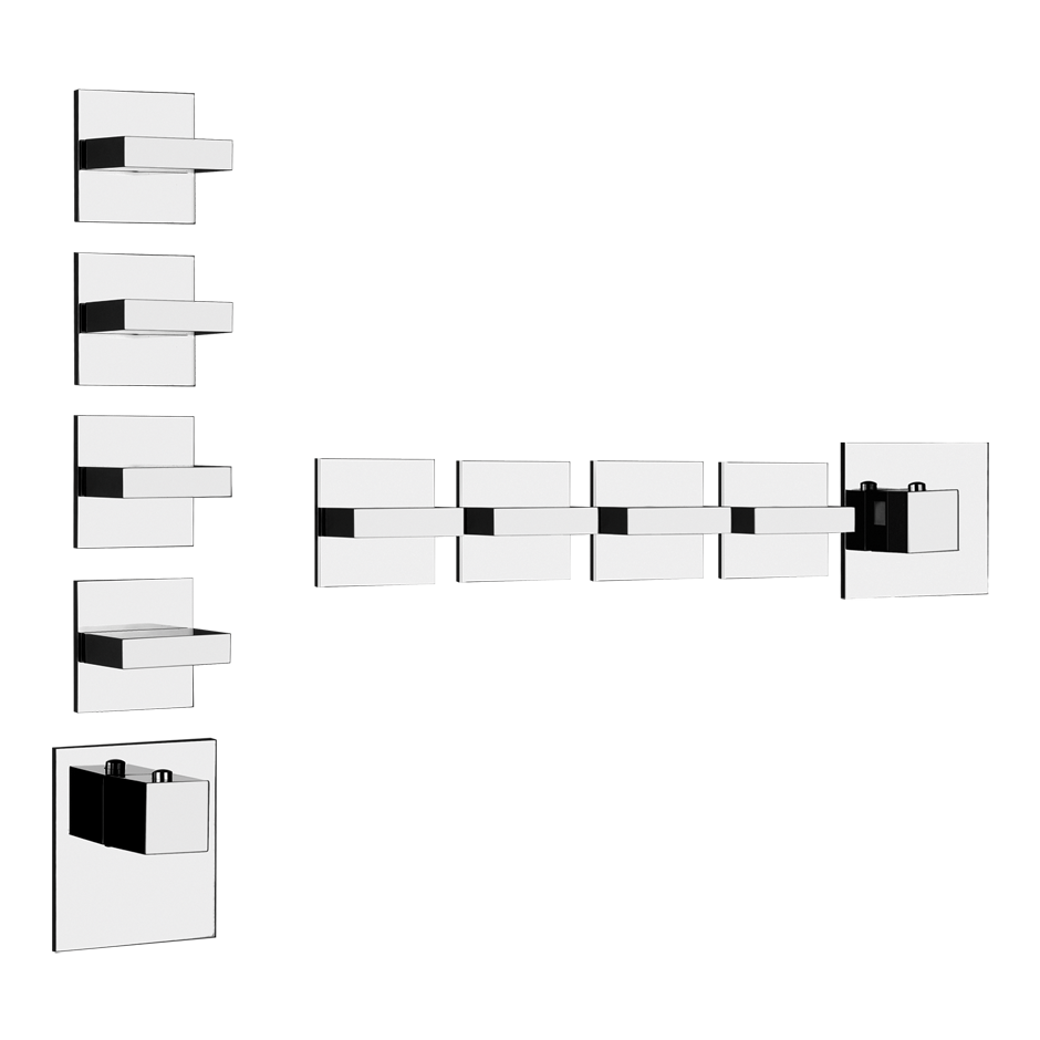 RETTANGOLO SHOWER Parte esterna Miscelatore termostatico alta portata a parete 4 uscite indipendenti . Installazione verticale/orizzontale.-43218#030