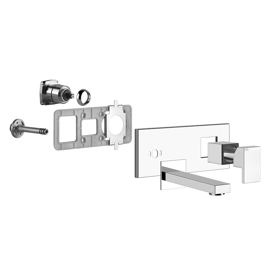 RETTANGOLO Parte esterna Miscelatore a parete bocca lunghezza personalizzata senza scarico-44834#030