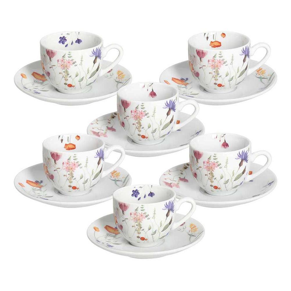 FONTEBASSO FLORA SET 6 TAZZE CAFFE CON PIATTINO