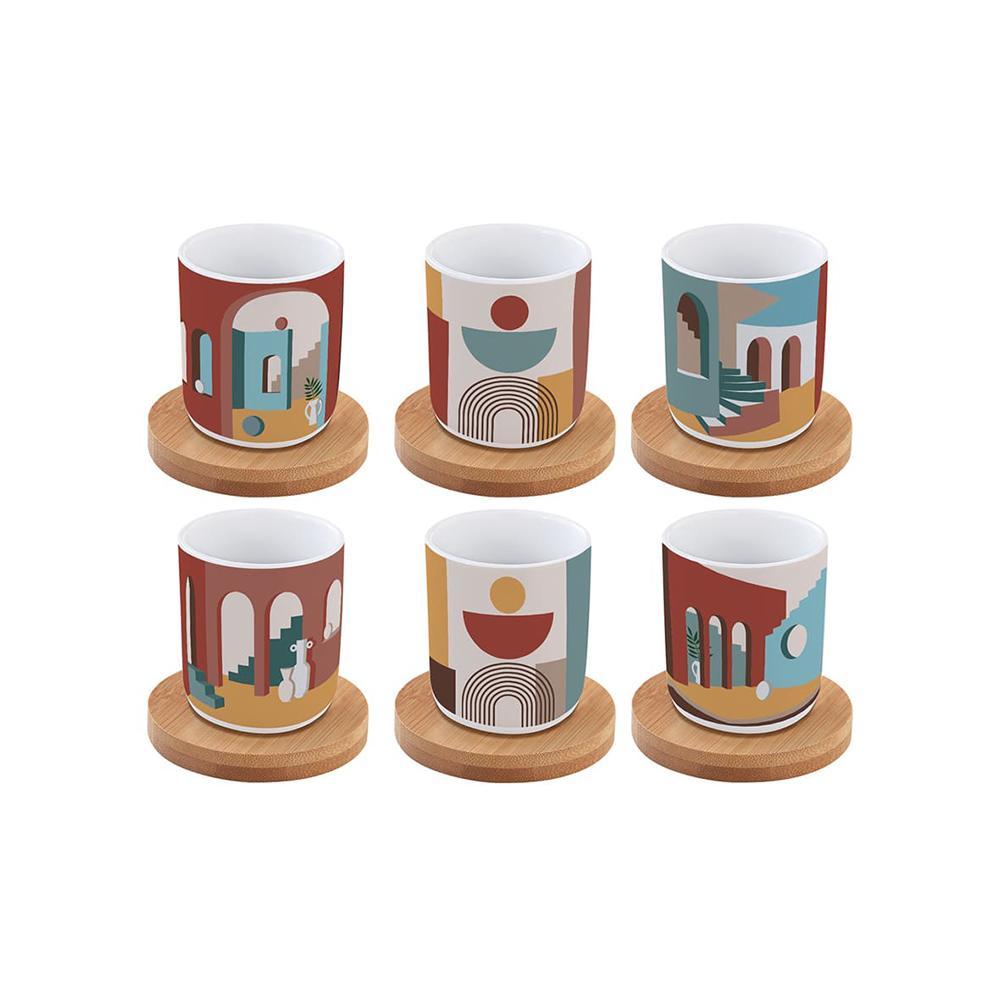 EASY LIFE ILLUSION SET 6 TAZZE ESPRESSO CON PIATTINO BAMBOO