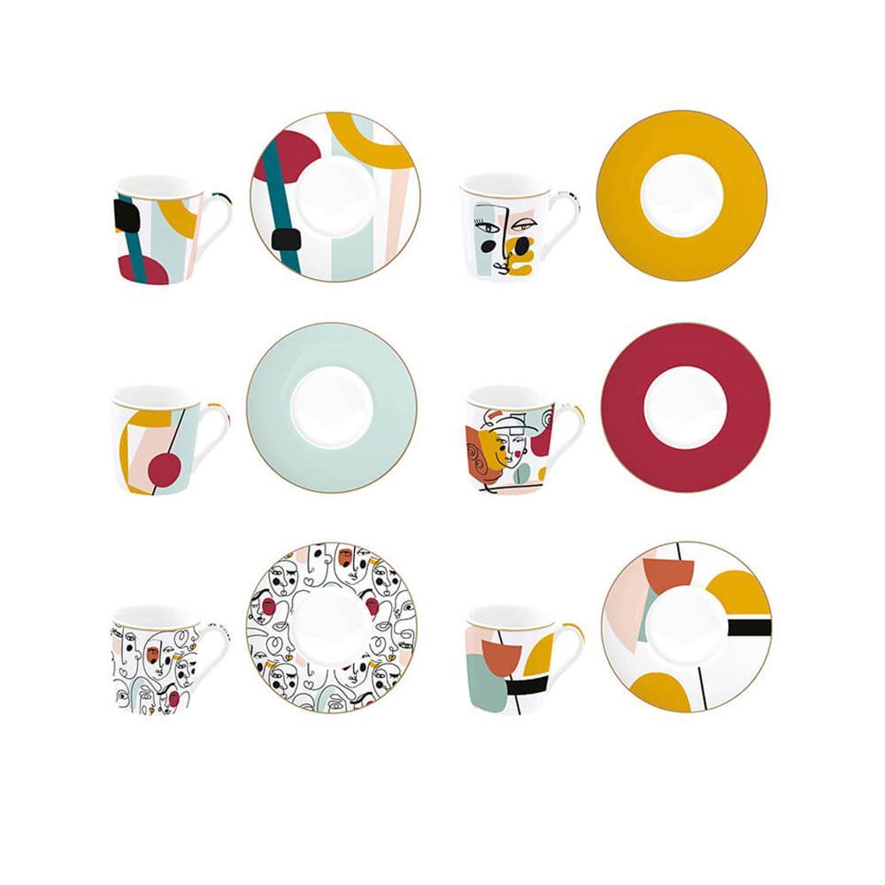 EASY LIFE							 							MODERNISM SET 6 TAZZE ESPRESSO CON PIATTINO