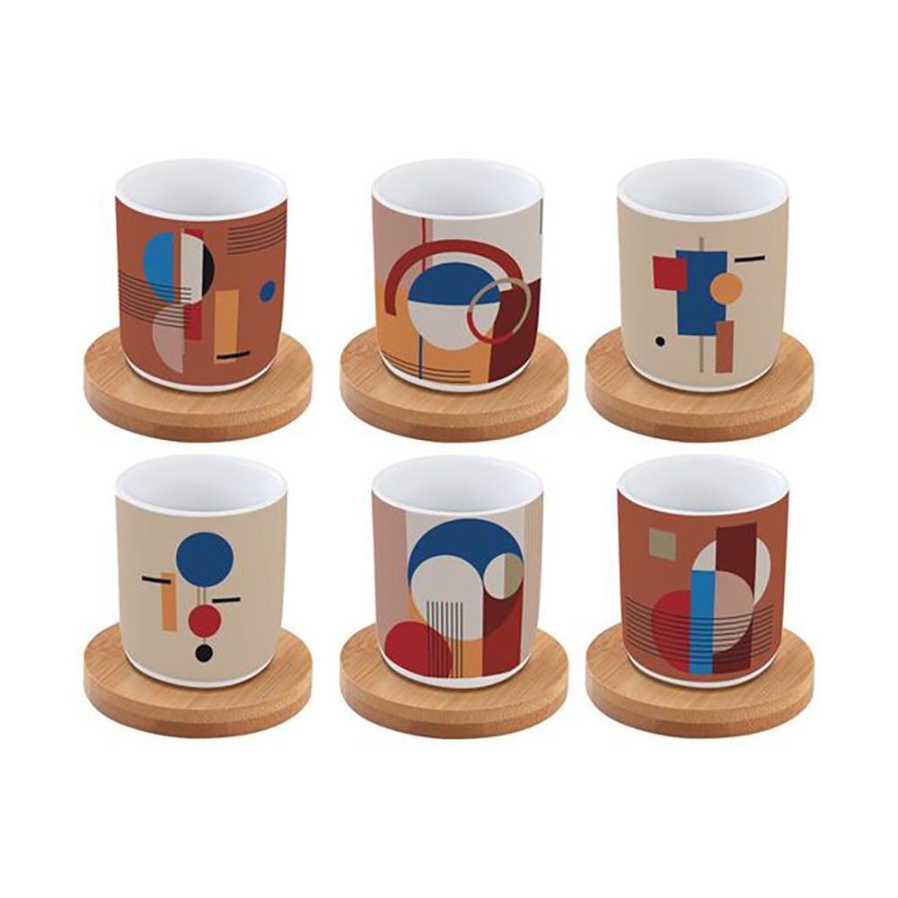 EASY LIFE BAUHAUS SET 6 TAZZE ESPRESSO CON PIATTINO BAMBOO
