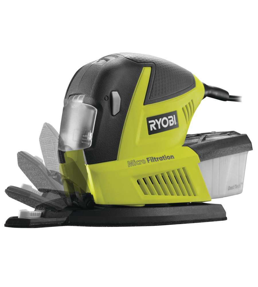 Ryobi Levigatrice Mouse Multiuso 3 in 1 180W - Delta, 1/3 foglio, prolunga