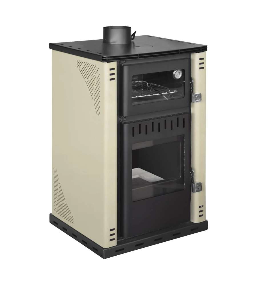 Stufa A Legna Con Forno 27,6Kw Termostufa boiler 38lt Elsa Beige