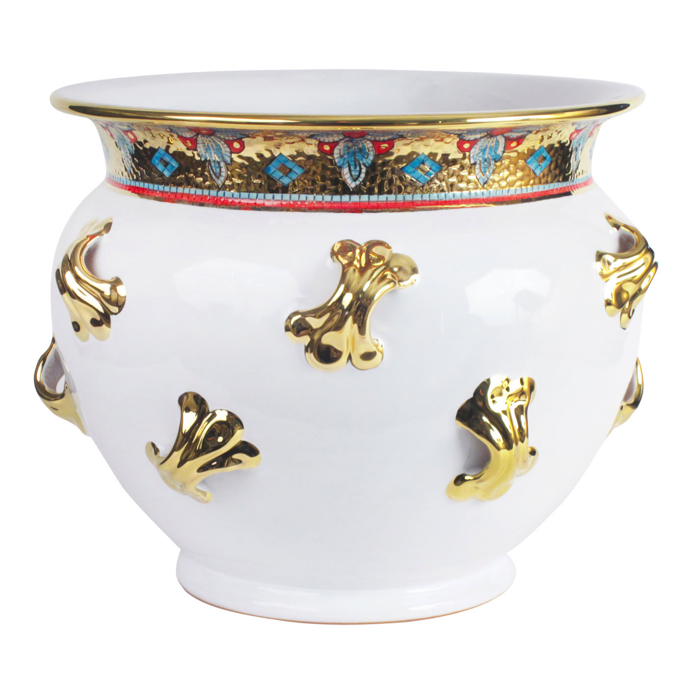 Cachepot a mosaico bianco