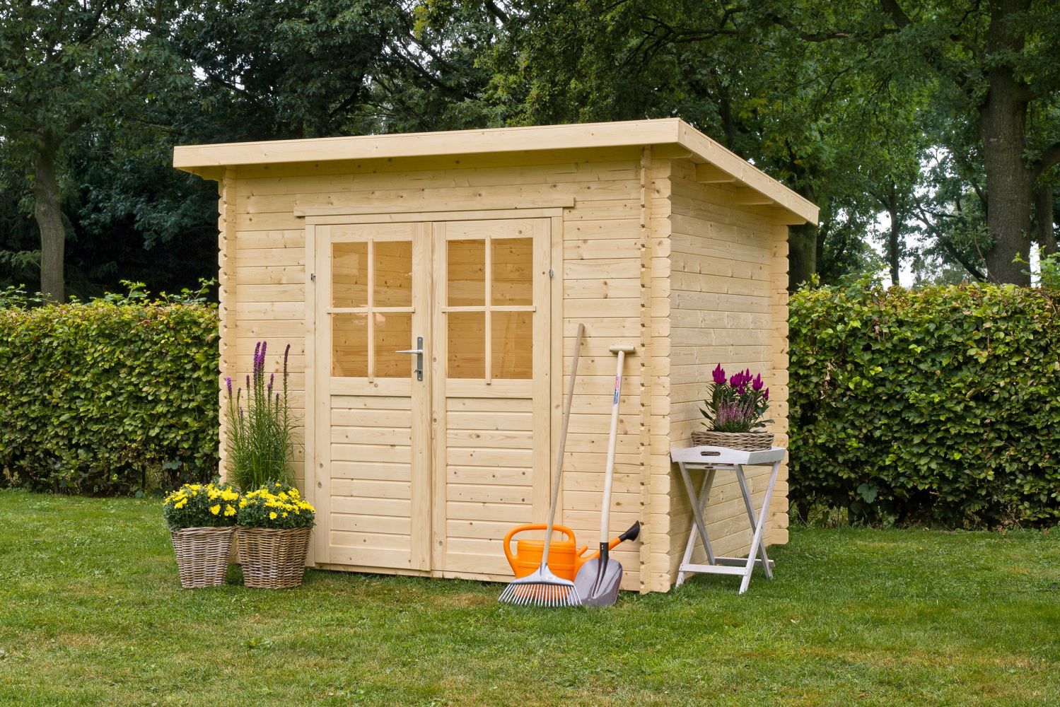 Riccardia 02 casetta da giardino, finitura naturale - casetta in legno da 18 mm, superficie: 5,29 m², tetto a una falda
