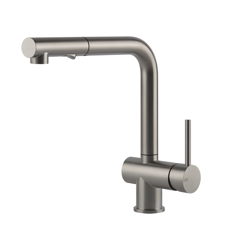 ACCIAIO Miscelatore monocomando girevole con doccetta estraibile doppio getto-60600#239