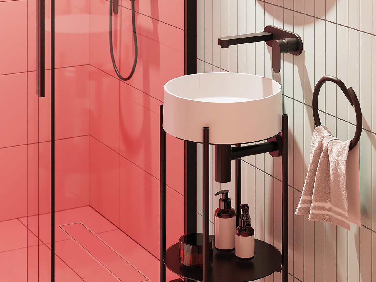 Lavabo da appoggio Silia Ø36 cm Granite Bianco Alabaster-75237