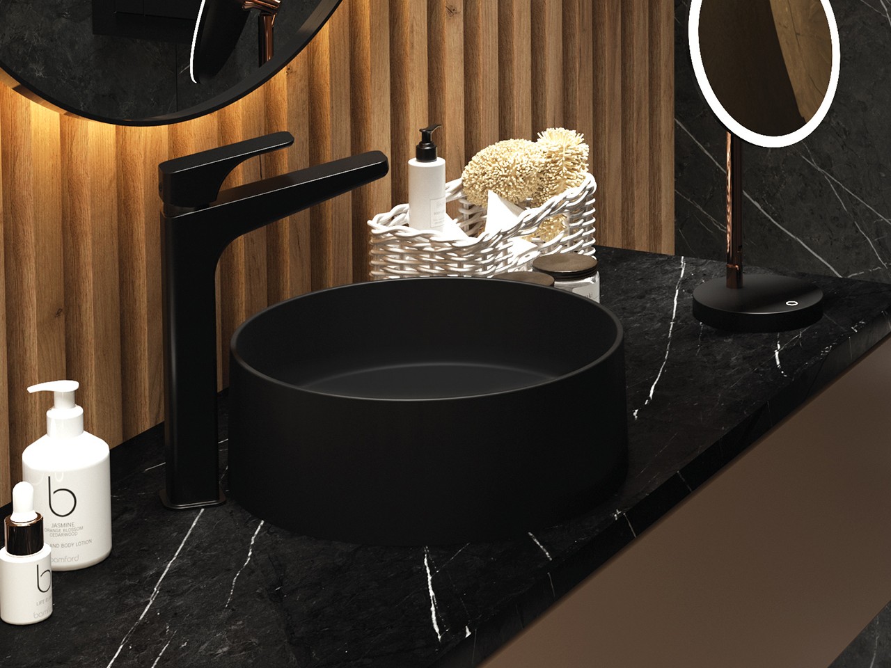 Lavabo da appoggio Silia Ø36 cm Granite Nero Assoluto-75240