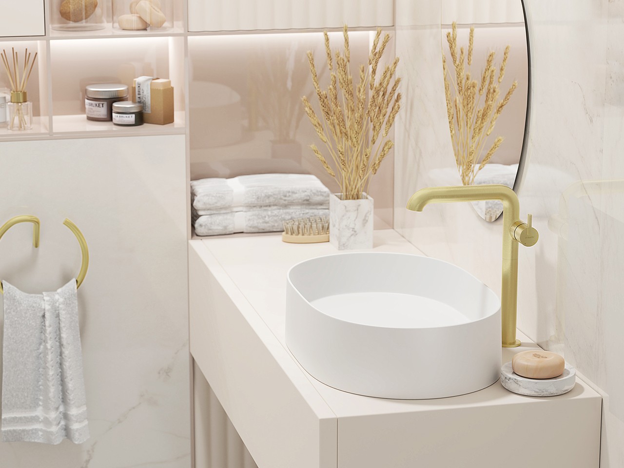 Lavabo da appoggio Silia 55x35 cm Granite Bianco Alabaster-75241