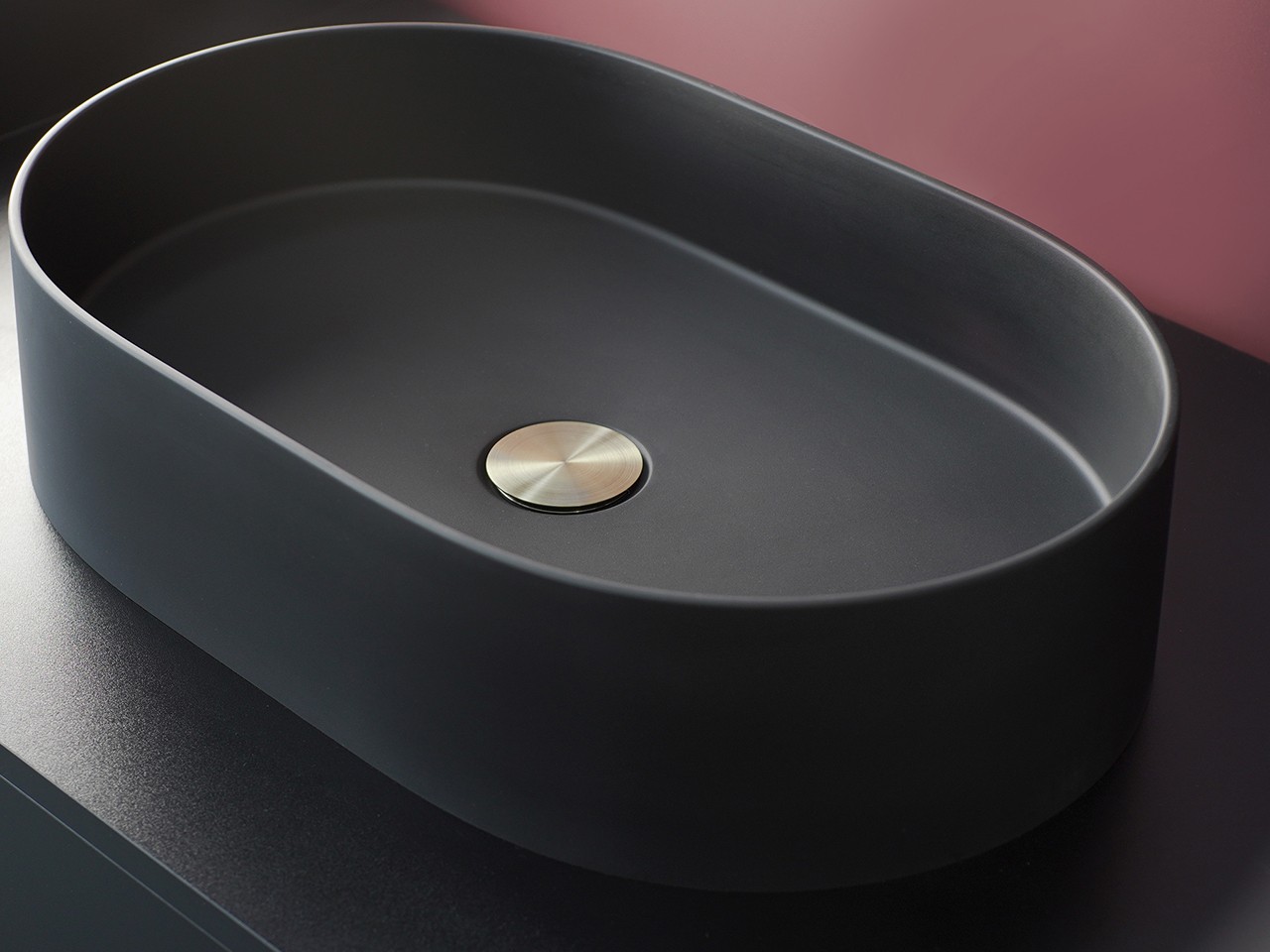 Lavabo da appoggio Silia 55x35 cm Granite Nero Assoluto-75254