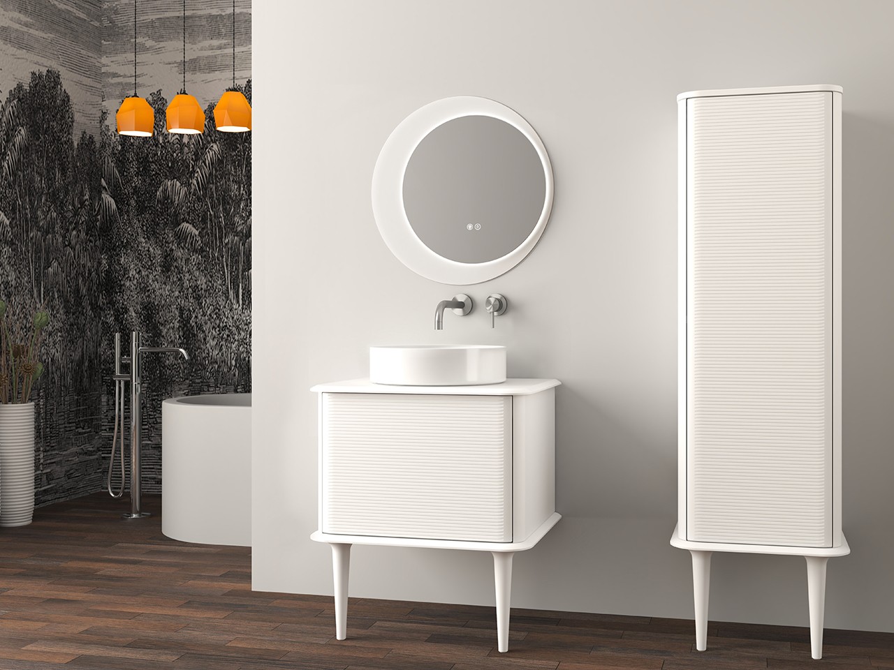 Mobile Bagno ATLAS L64 cm a terra con 1 Cassetto e Toppino - finitura Bianco Opaco-9019576