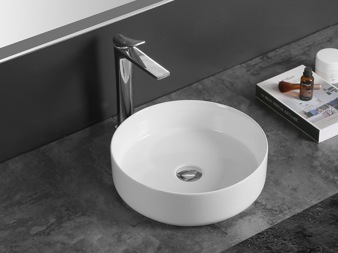 Lavabo da Appoggio Sesia Ø39,5xH11,5 in Ceramica Bianco Lucido-75600