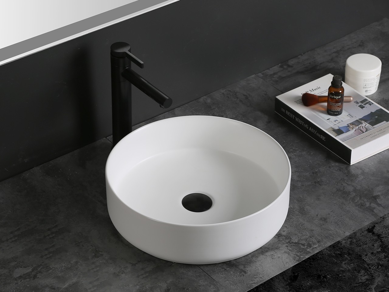Lavabo da Appoggio Sesia Ø39,5xH11,5 in Ceramica Bianco Opaco-75601