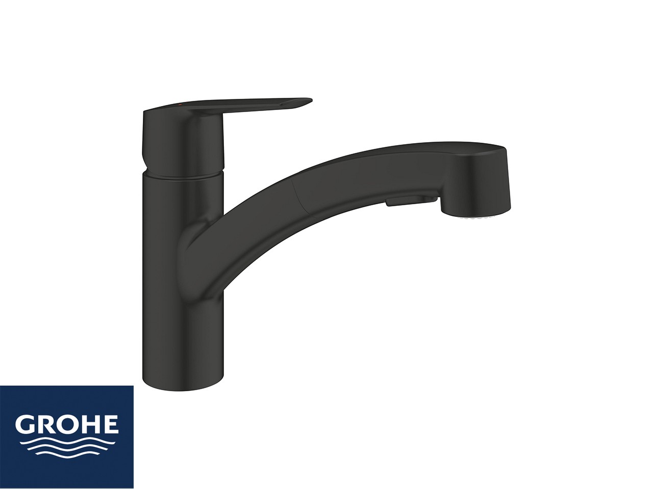 Miscelatore Monocomando per Lavello Cucina Grohe® Start con Doccetta 2 Getti Nero Opaco-77629