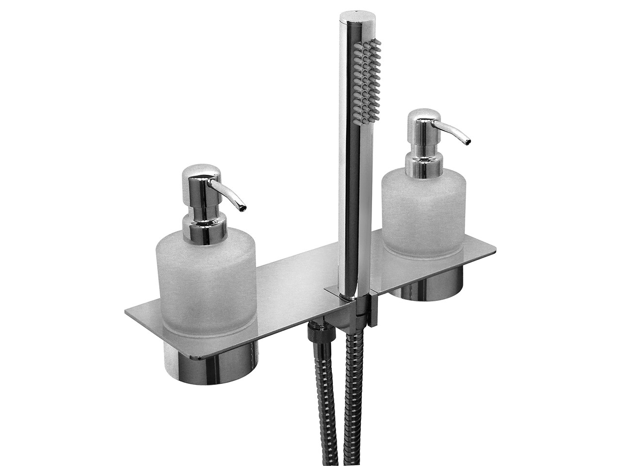 Mensola Doccia Genius Round 30 cm Acciaio Inox con Doccino Ottone Cromato-79416