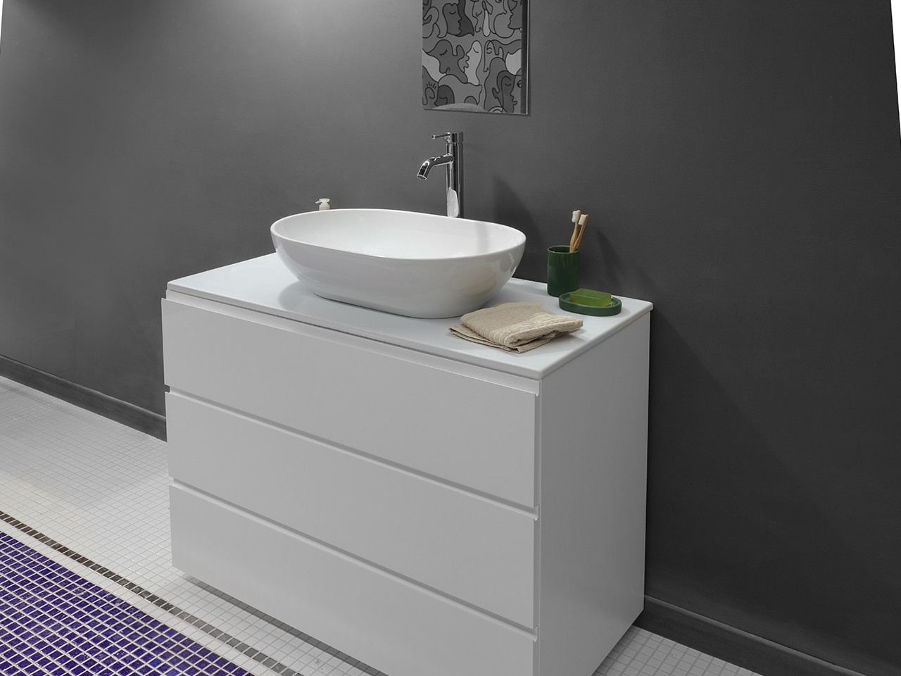 Lavabo Le Ciotole design ovale cm 60x40xH16 in Ceramica Bianco Lucido-79502