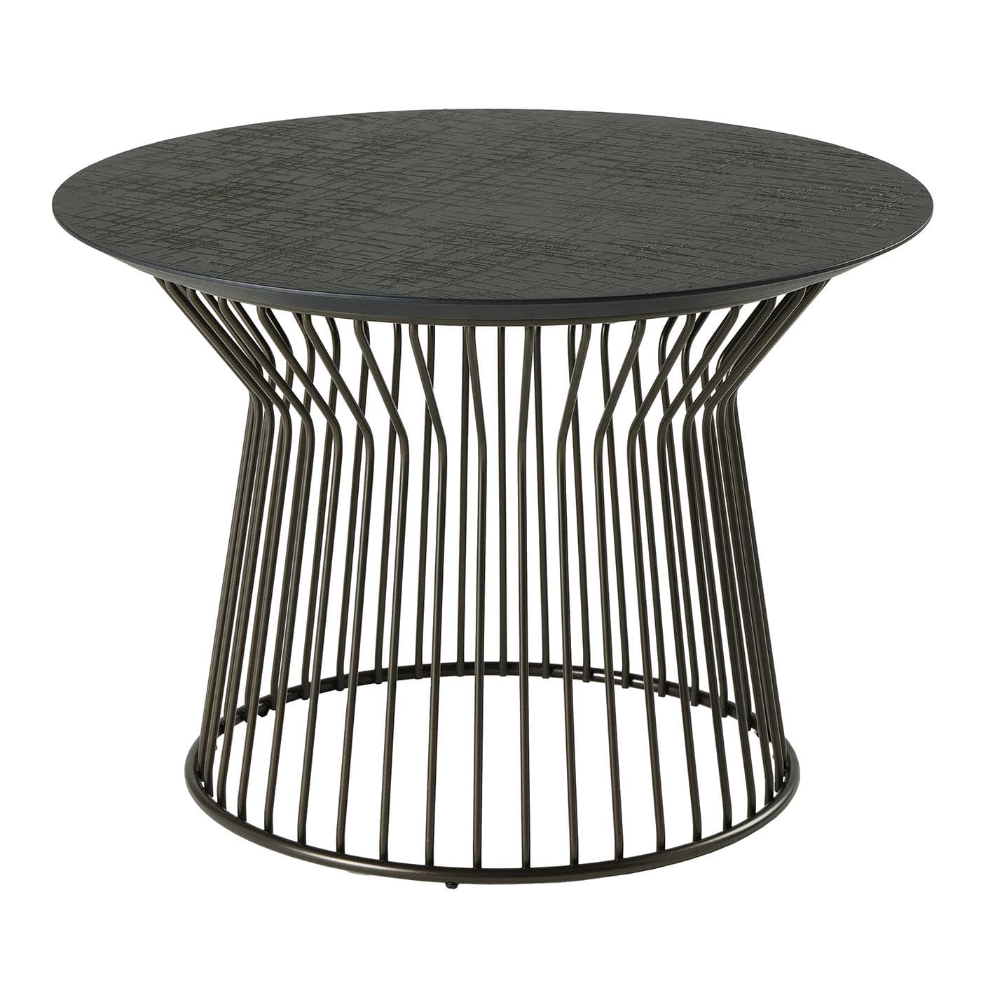 Cesto Tavolino Tondo Piccolo Con Top In Resina Decorata Color Bronzo