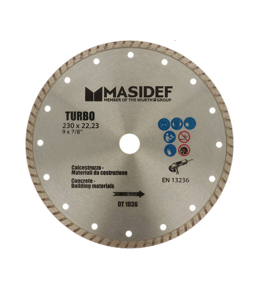 Disco da taglio 230X2,8mm turbo diamantato con corona a lama scanalata per calcestruzzo