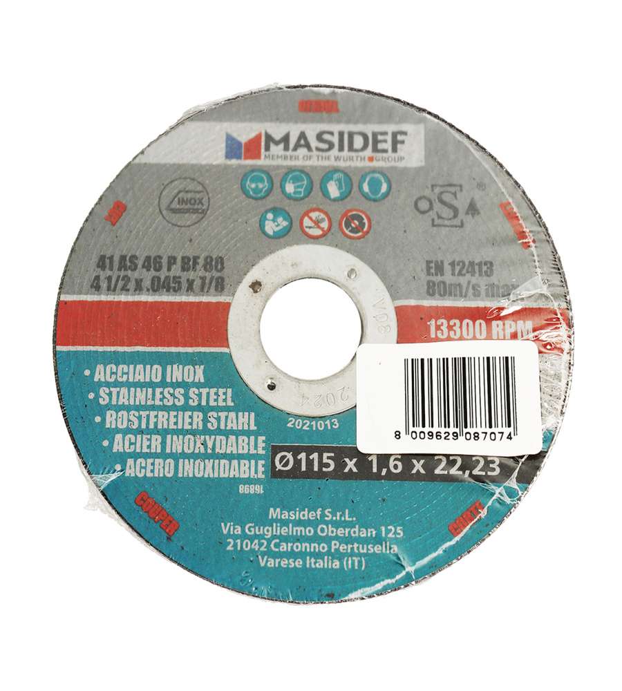Disco taglio D.115x1,6mm acciaio inox set 5pz